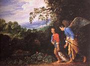 Adam Elsheimer Tobias and arkeangeln Rafael atervander with the fish painting
